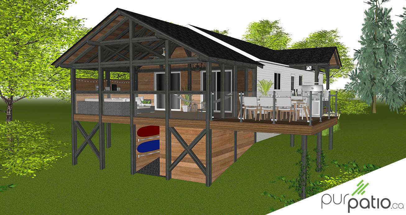 véranda en bois cèdre