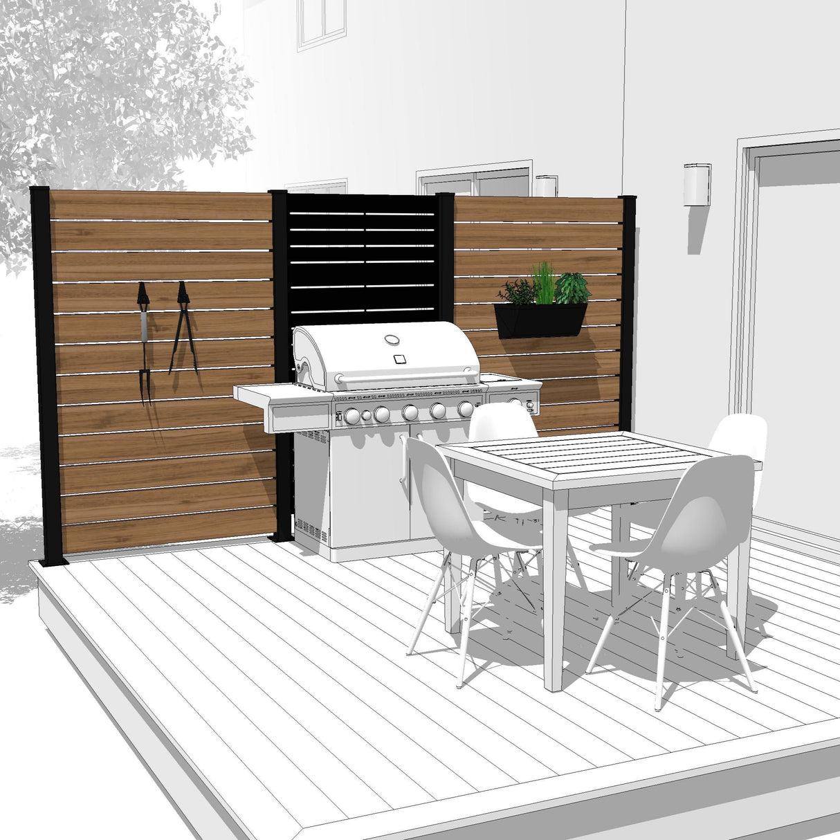 Ensemble mur intimite - HORIZON - NOIR - FIXATION SUR BOIS/COMPOSITE - PurPatio.ca