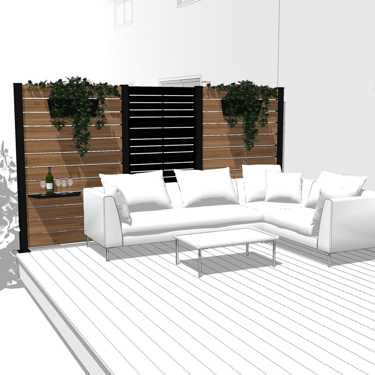 Ensemble mur intimite - HORIZON - NOIR - FIXATION SUR BOIS/COMPOSITE - PurPatio.ca