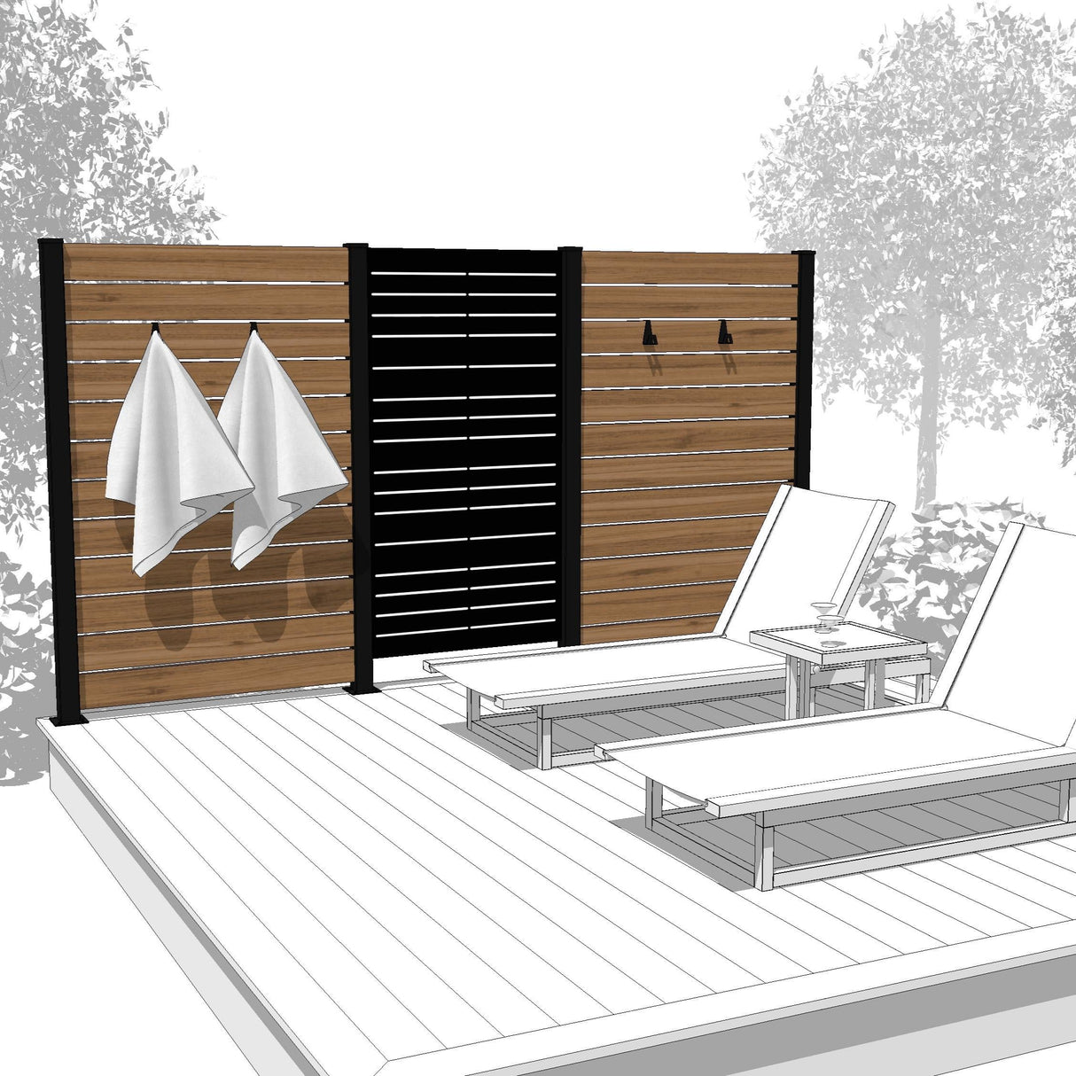 Ensemble mur intimite - HORIZON - NOIR - FIXATION SUR BOIS/COMPOSITE - PurPatio.ca