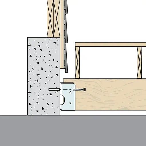 Support patio NP3 - Poutre perpendiculaire a la fondation - Nami Fixations