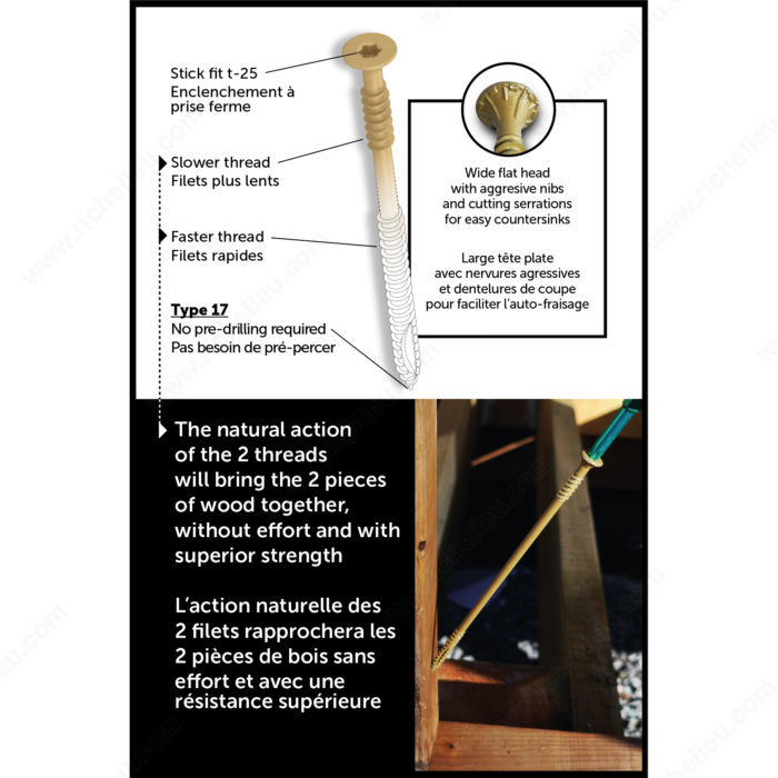 Reliable - PWR DRIVE EVO - Vis de construction à double action - PurPatio.ca
