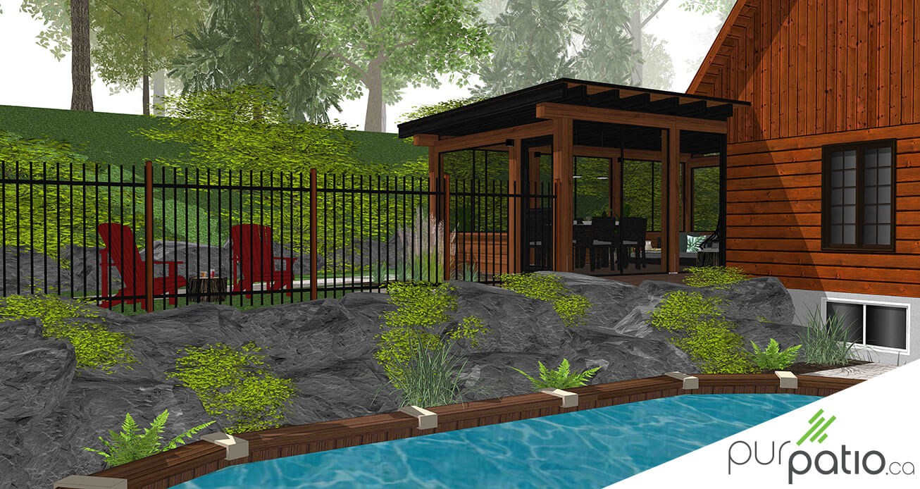 véranda bois moustiquaire