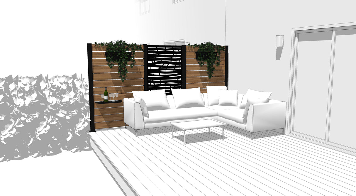 Ensemble mur intimite - BRANCH - NOIR - FIXATION SUR BOIS/COMPOSITE - PurPatio.ca