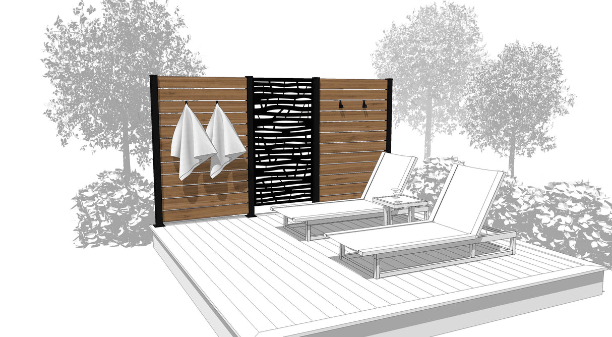 Ensemble mur intimite - BRANCH - NOIR - FIXATION SUR BOIS/COMPOSITE - PurPatio.ca