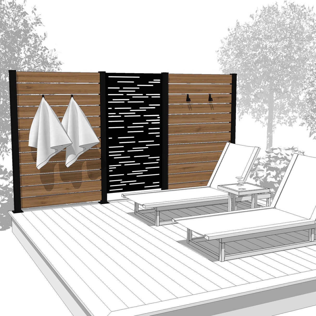 Ensemble mur intimite - DASH - NOIR - FIXATION SUR BÉTON - PurPatio.ca