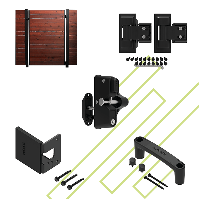 Ensemble pour porte de cloture avec cle et cadre - PurPatio.ca