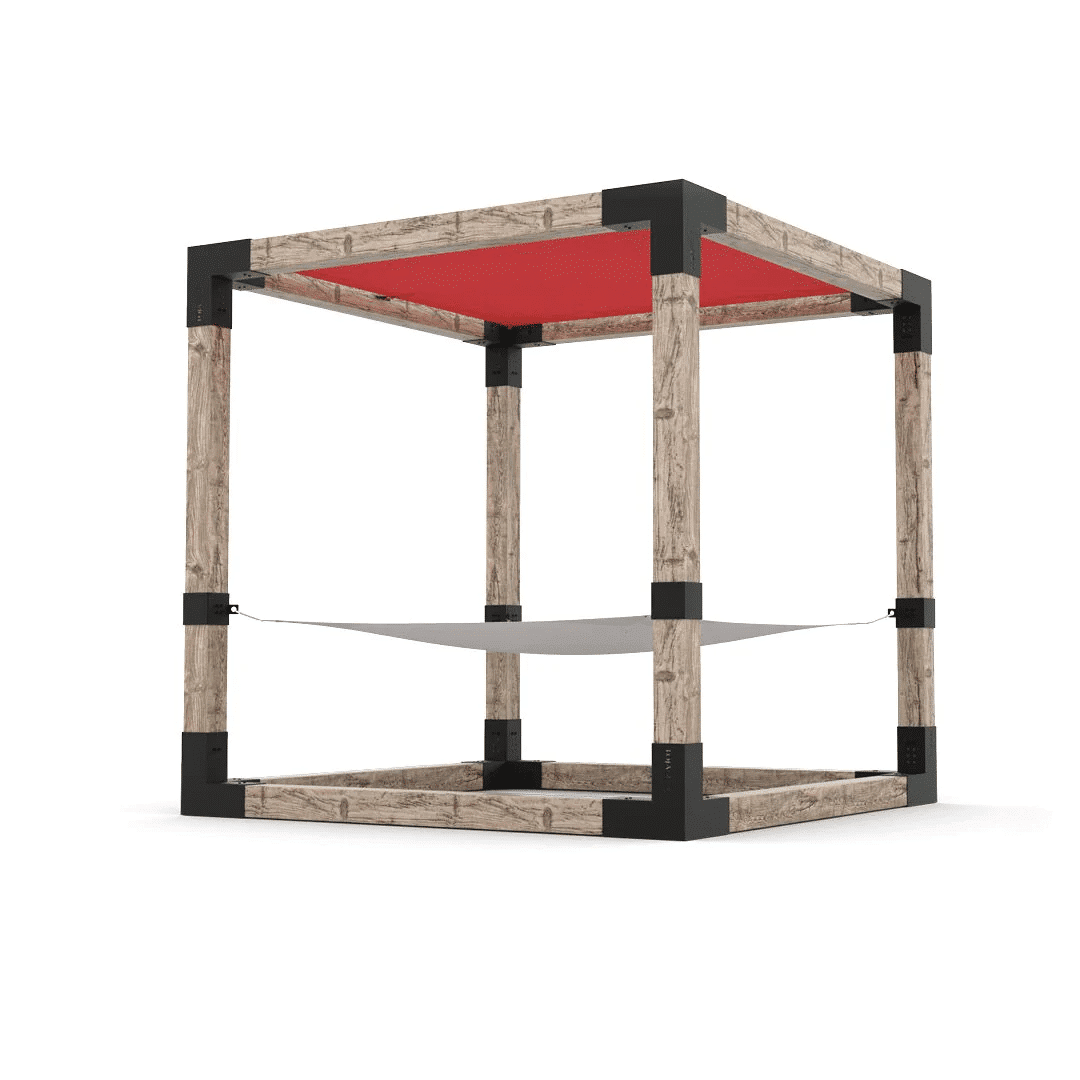 Pergola 8x8 en bois brut avec hamac Blanc - Kit 6 po TojaGrid - PurPatio.ca