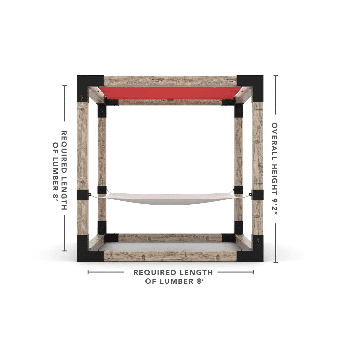 Pergola 8x8 en bois brut avec hamac Blanc - Kit 6 po TojaGrid - PurPatio.ca