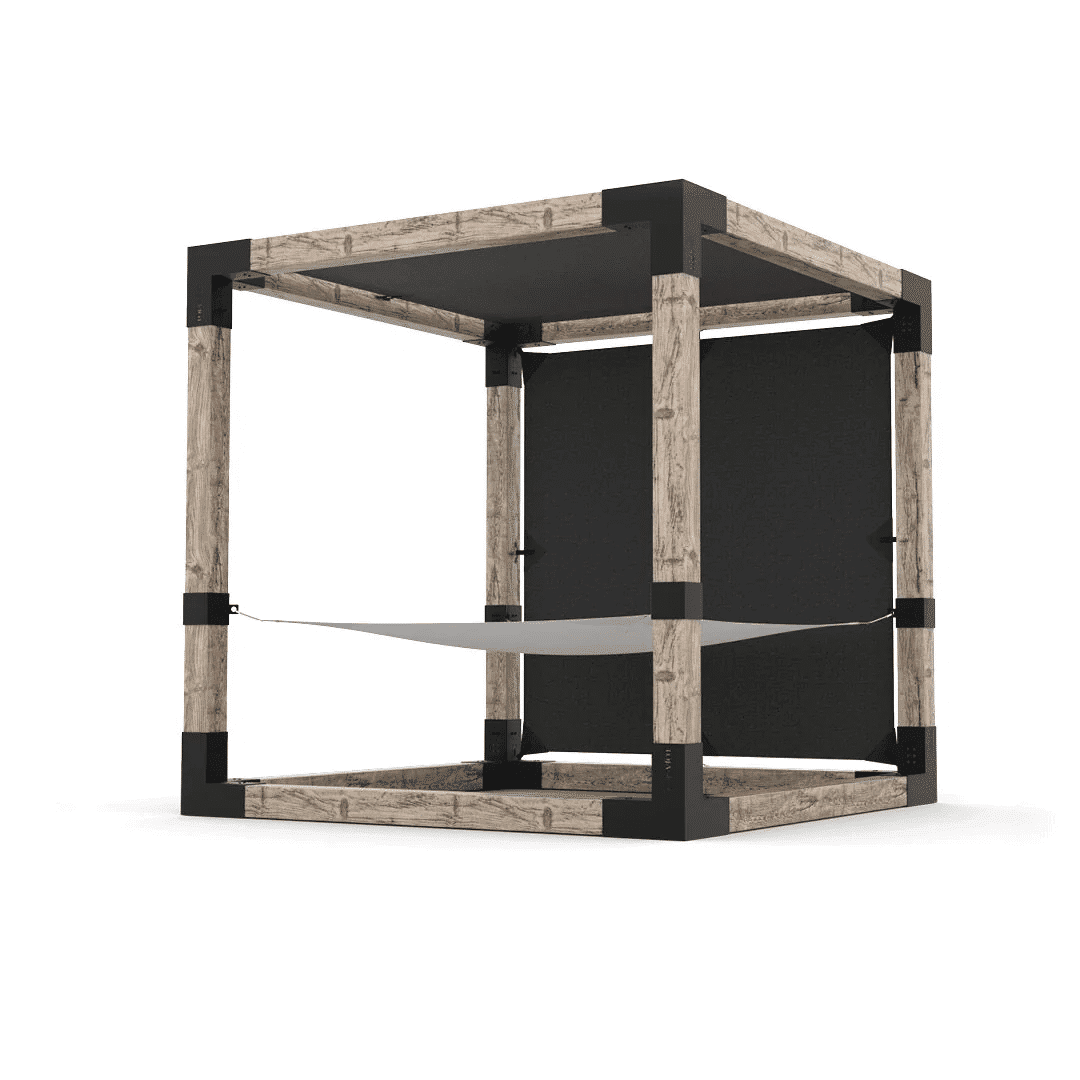 Pergola 8x8 en bois brut avec hamac Blanc - Kit 6 po TojaGrid - PurPatio.ca