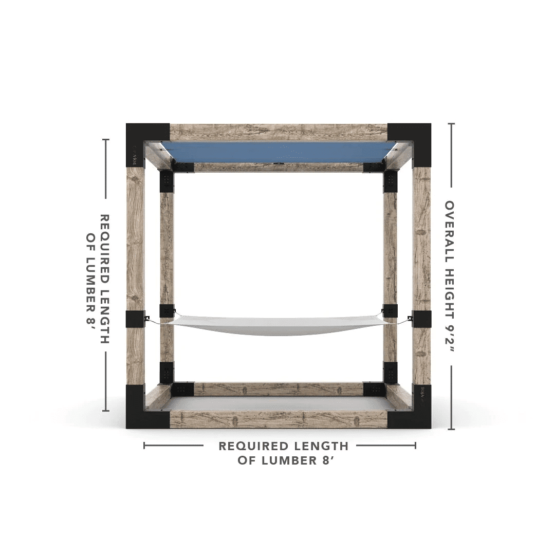 Pergola 8x8 en bois brut avec hamac Blanc - Kit 6 po TojaGrid - PurPatio.ca