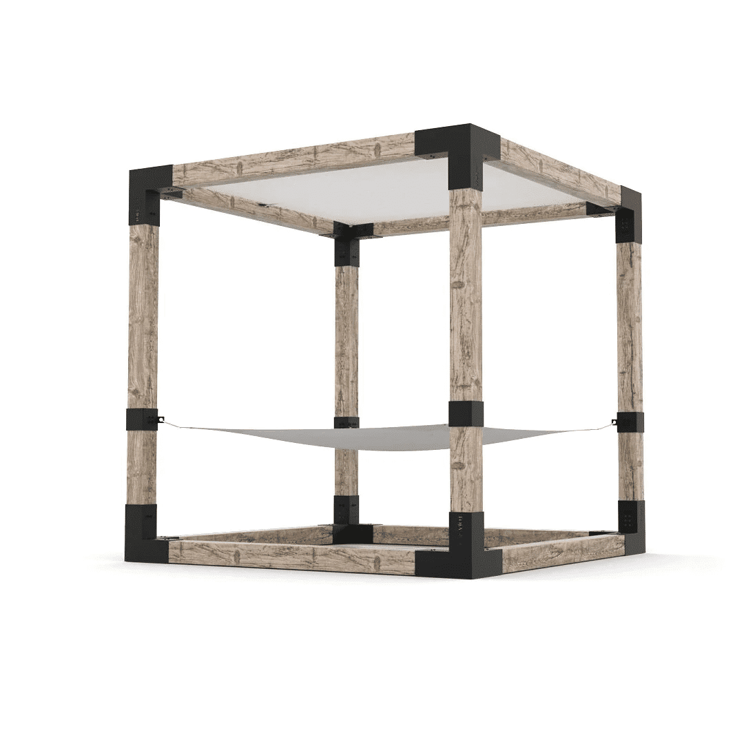 Pergola 8x8 en bois brut avec hamac Blanc - Kit 6 po TojaGrid - PurPatio.ca