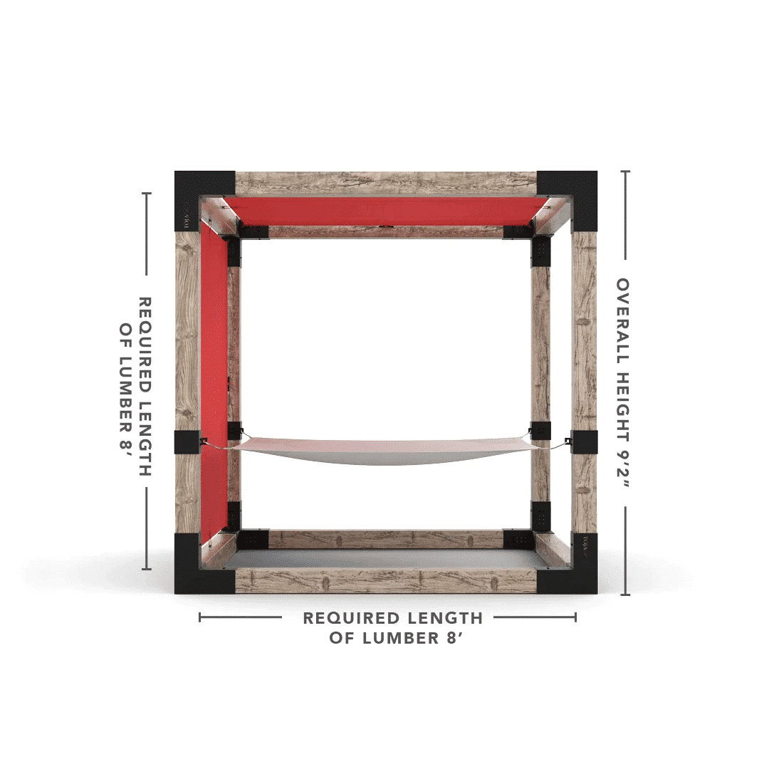 Pergola 8x8 en bois brut avec hamac Blanc - Kit 6 po TojaGrid - PurPatio.ca