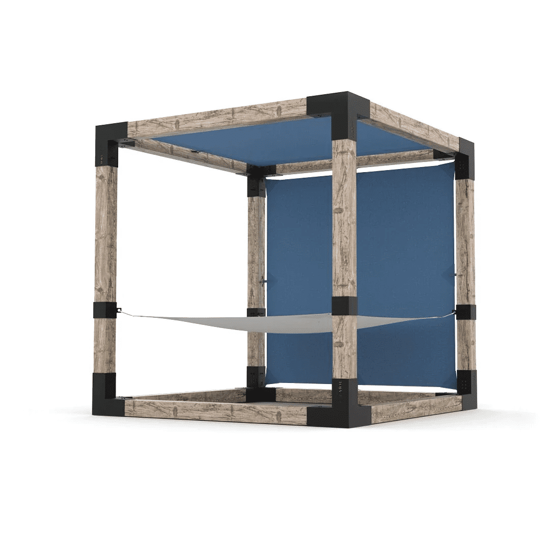 Pergola 8x8 en bois brut avec hamac Blanc - Kit 6 po TojaGrid - PurPatio.ca