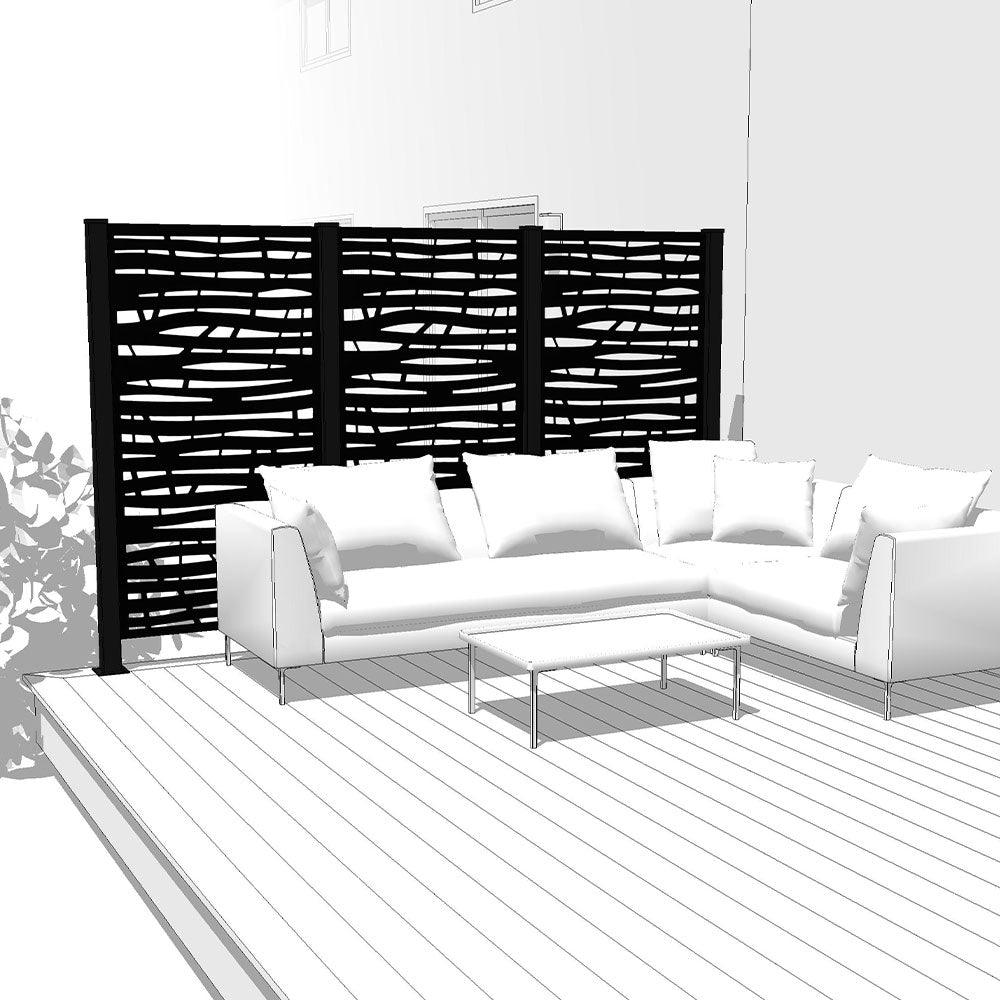 Trio Hideaway Mur intimite - BRANCH Noir - FIXATION SUR BÉTON - PurPatio.ca