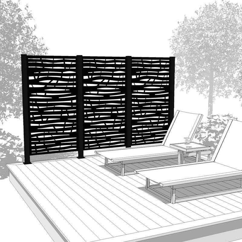 Trio Hideaway Mur intimite - BRANCH Noir - FIXATION SUR BÉTON - PurPatio.ca