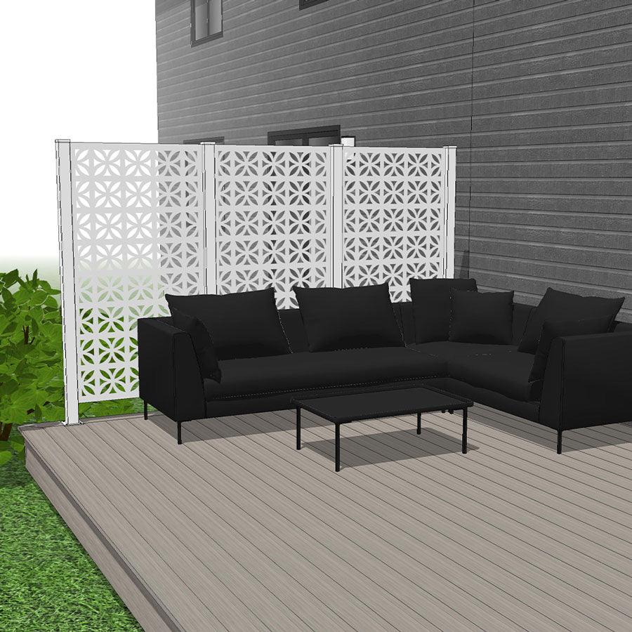 Trio Hideaway Mur intimite - BREEZE Blanc - FIXATION SUR BOIS/COMPOSITE - PurPatio.ca