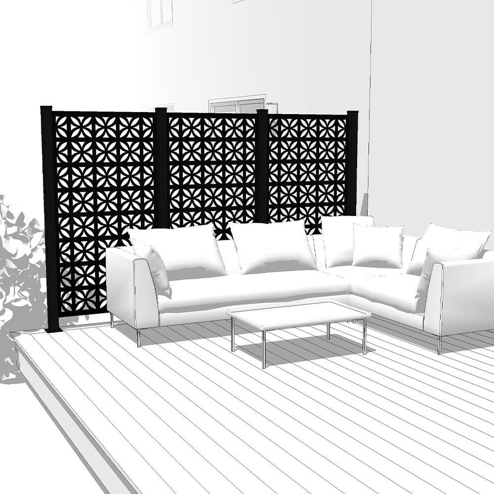 Trio Hideaway Mur intimite - BREEZE Noir - FIXATION SUR BOIS/COMPOSITE - PurPatio.ca