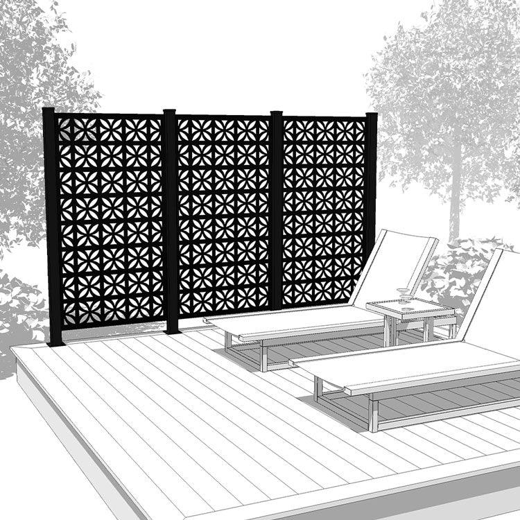 Trio Hideaway Mur intimite - BREEZE Noir - FIXATION SUR BOIS/COMPOSITE - PurPatio.ca