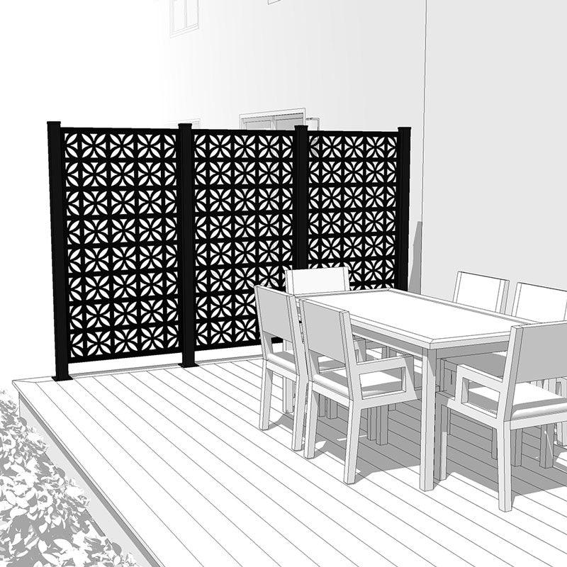 Trio Hideaway Mur intimite - BREEZE Noir - FIXATION SUR BOIS/COMPOSITE - PurPatio.ca