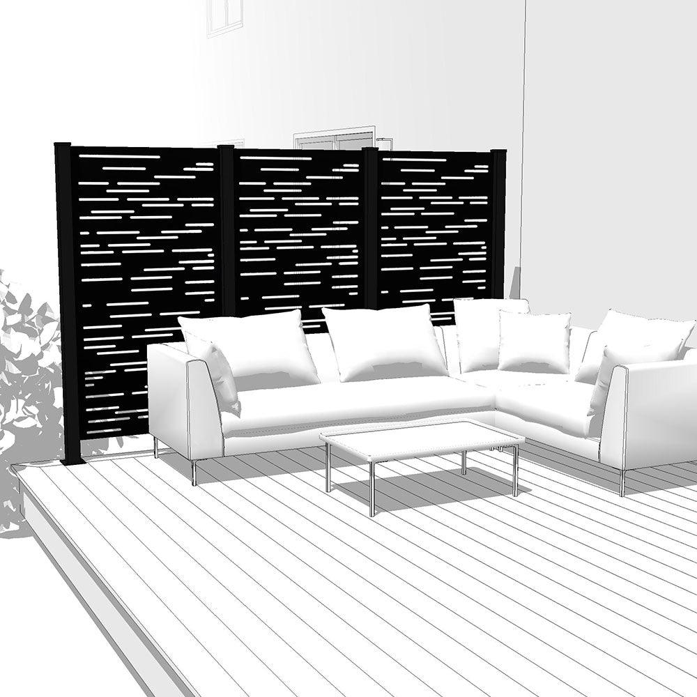 Trio Hideaway Mur intimite - DASH Noir - FIXATION SUR BÉTON - PurPatio.ca