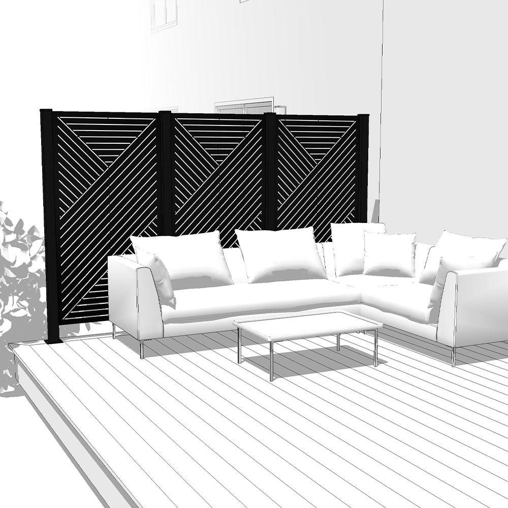 Trio Hideaway Mur intimite - HEXX Noir - FIXATION SUR BOIS/COMPOSITE - PurPatio.ca