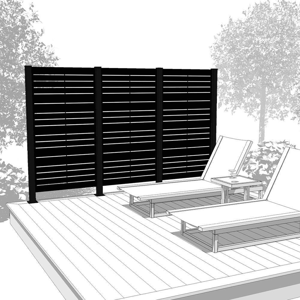 Trio Hideaway Mur intimite - HORIZON Noir - FIXATION SUR BOIS/COMPOSITE - PurPatio.ca