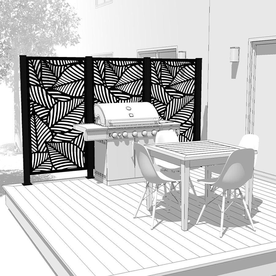 Trio Hideaway Mur intimite - MAUI Noir - FIXATION SUR BÉTON - PurPatio.ca