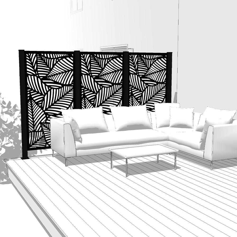 Trio Hideaway Mur intimite - MAUI Noir - FIXATION SUR BÉTON - PurPatio.ca