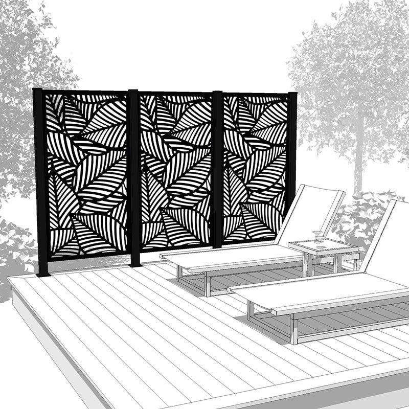 Trio Hideaway Mur intimite - MAUI Noir - FIXATION SUR BÉTON - PurPatio.ca