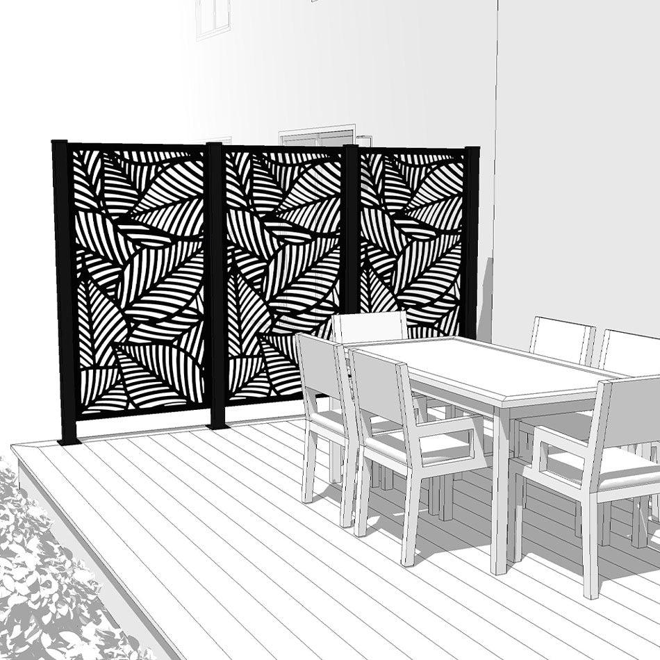 Trio Hideaway Mur intimite - MAUI Noir - FIXATION SUR BÉTON - PurPatio.ca