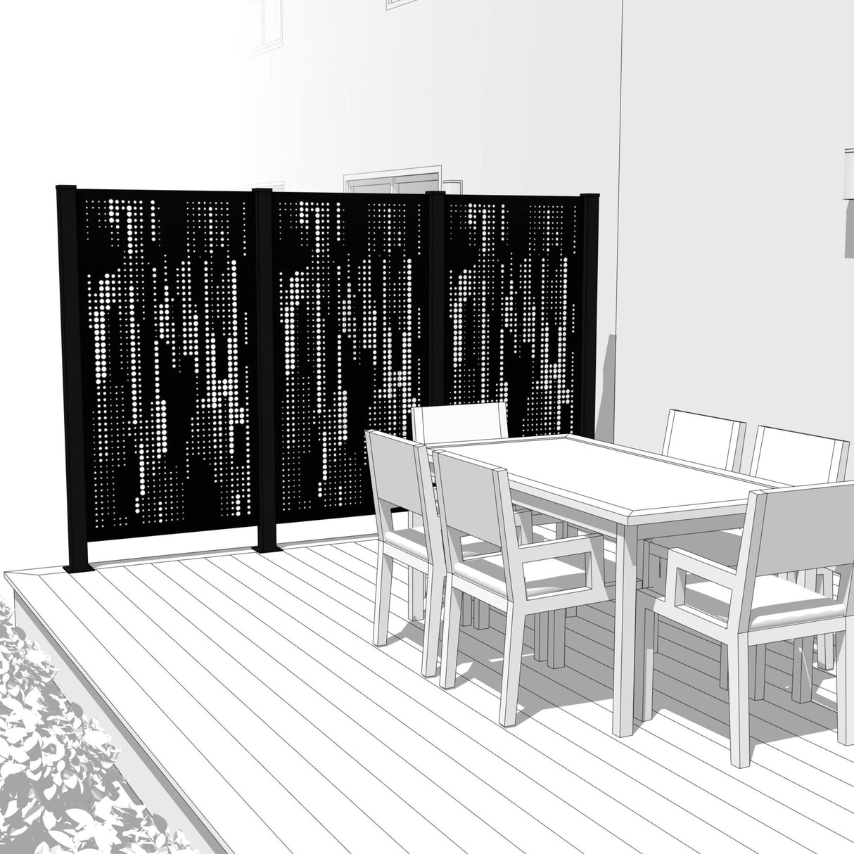 Trio Hideaway Mur intimite - RAIN Noir - FIXATION SUR BÉTON - PurPatio.ca