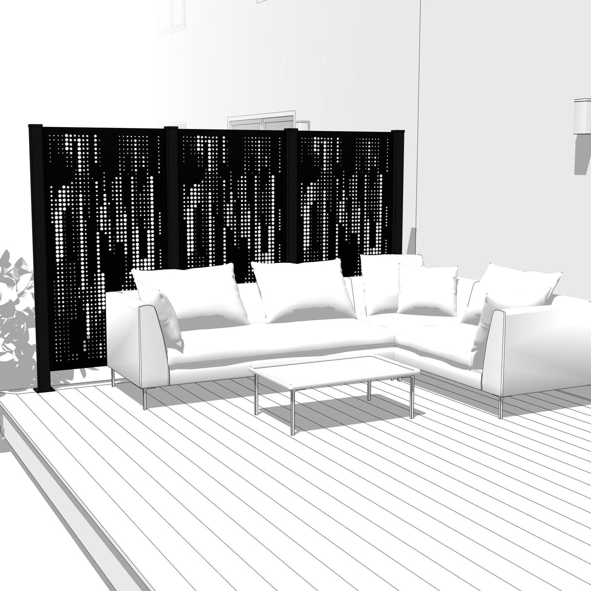 Trio Hideaway Mur intimite - RAIN Noir - FIXATION SUR BÉTON - PurPatio.ca