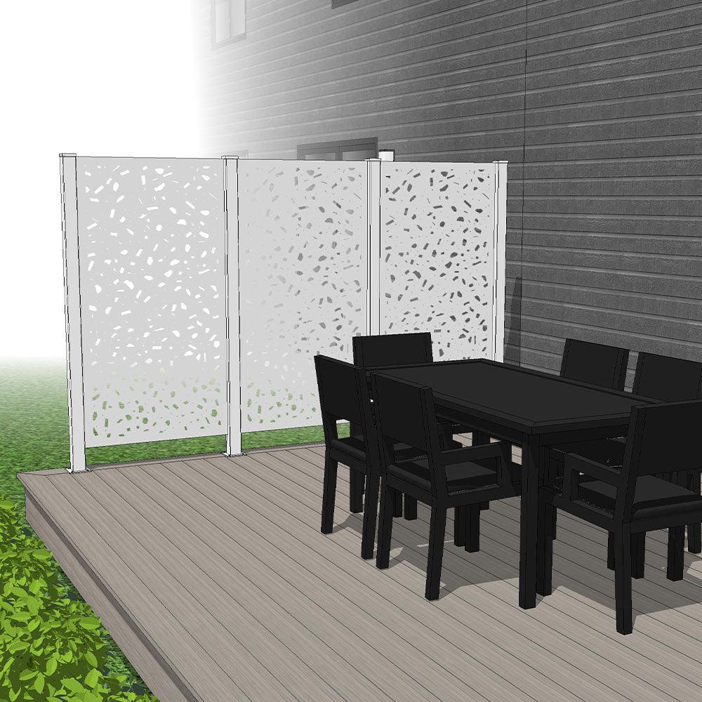 Trio Hideaway Mur intimite - RIVER ROCK Blanc - FIXATION SUR BÉTON - PurPatio.ca