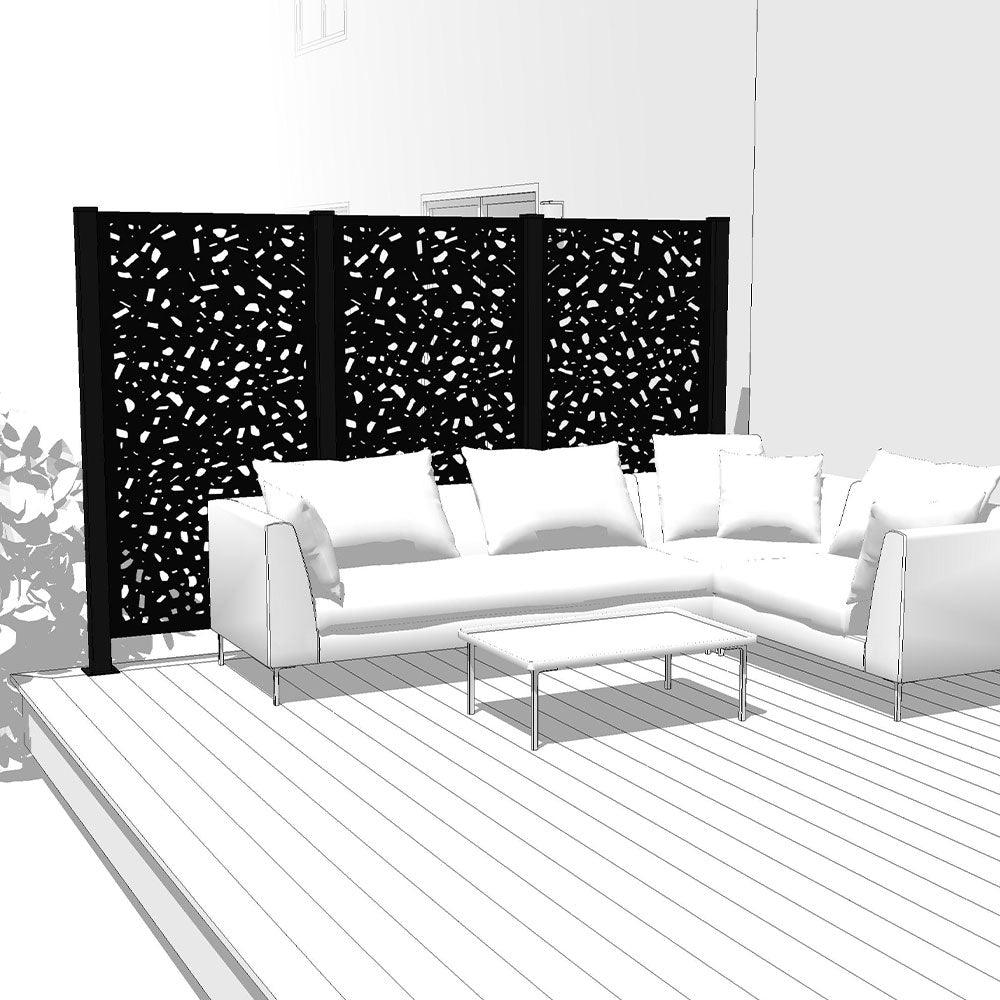 Trio Hideaway Mur intimite - RIVER ROCK Noir - FIXATION SUR BÉTON - PurPatio.ca