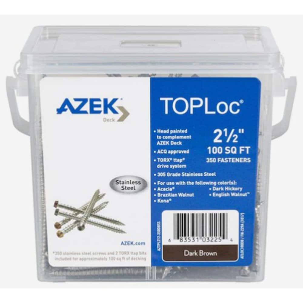 Azek - Vis TOPLOC - Dark Brown - 350 vis / 100 pi lineaire - PurPatio.ca