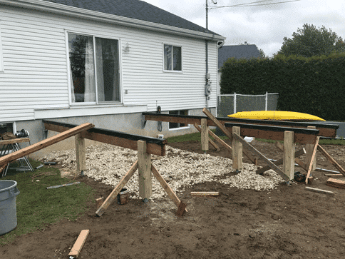 Support patio NP4 - Poutre perpendiculaire a la fondation - Nami Fixations - PurPatio.ca