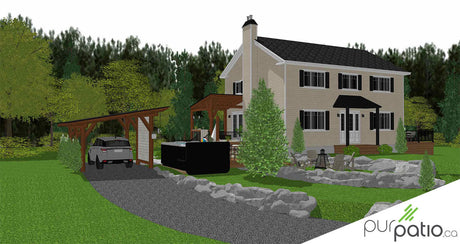 Patios en composite avec abri voiture Morin-Heights