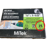 Mitek - WS15-EXTR25 - Vis Structurale a bois 1/4 x 1-1/2" - Boite de 25