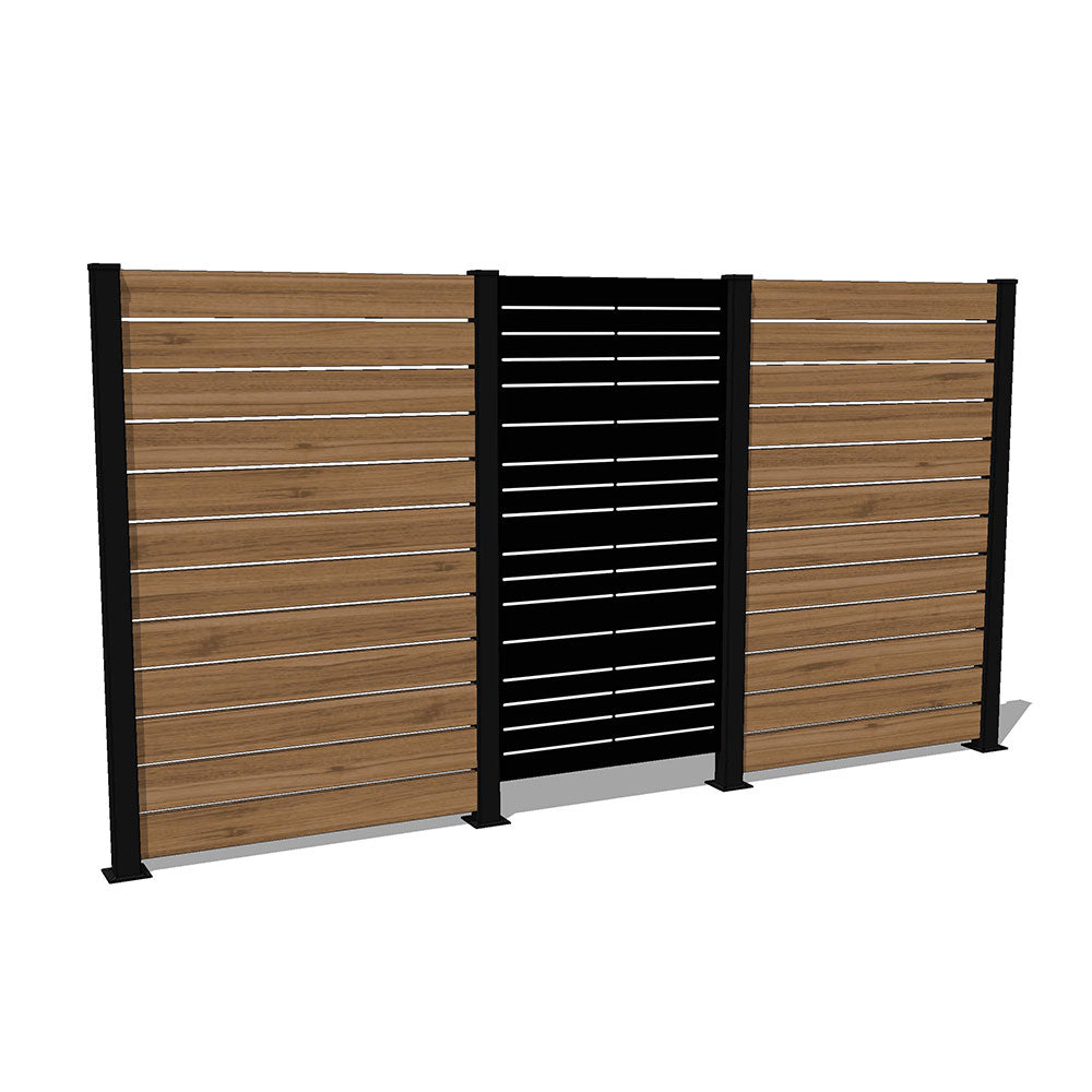 Privacy wall kit - HORIZON - BLACK - FIXING ON WOOD/COMPOSITE