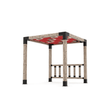 Pergola bois brut avec voile d'ombre a vague et mur de poteaux Crimson - Kit 6 po TojaGrid - PurPatio.ca