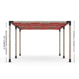 Pergola double avec voile d'ombres a vagues Crimson - Kit 4 po TojaGrid - PurPatio.ca