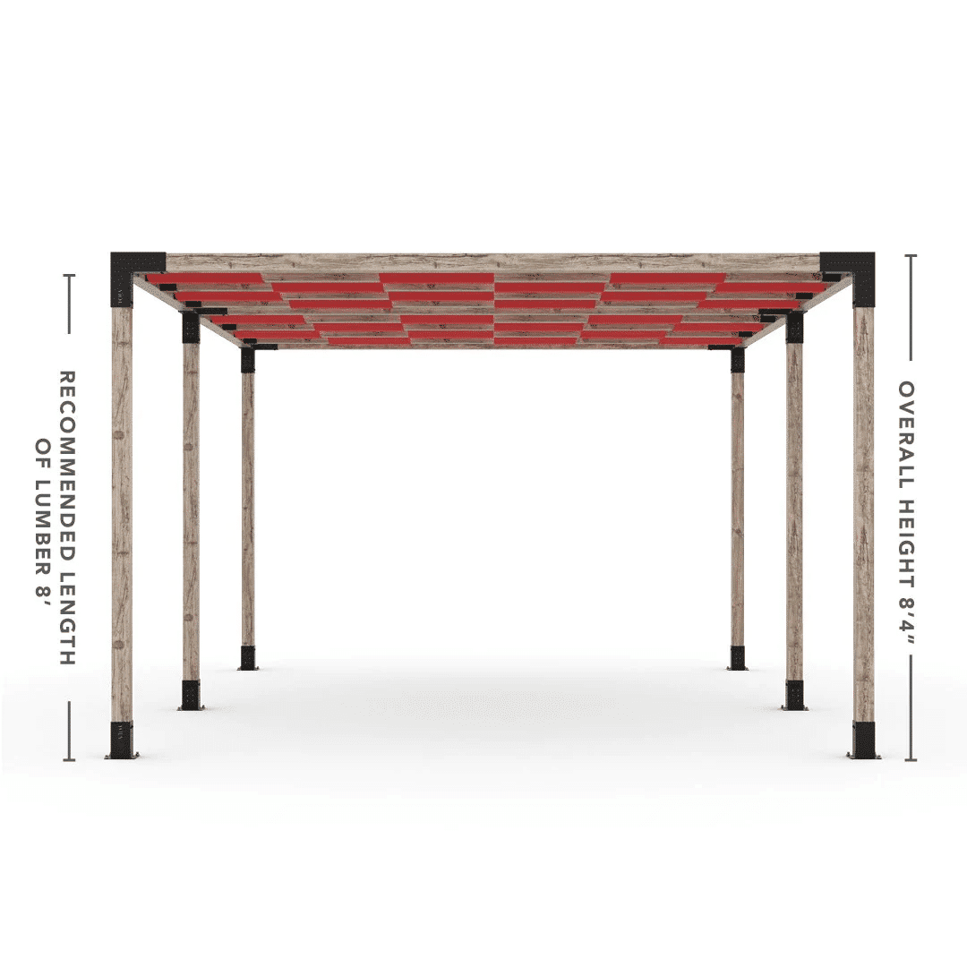 Pergola double avec voile d'ombres a vagues Crimson - Kit 4 po TojaGrid - PurPatio.ca