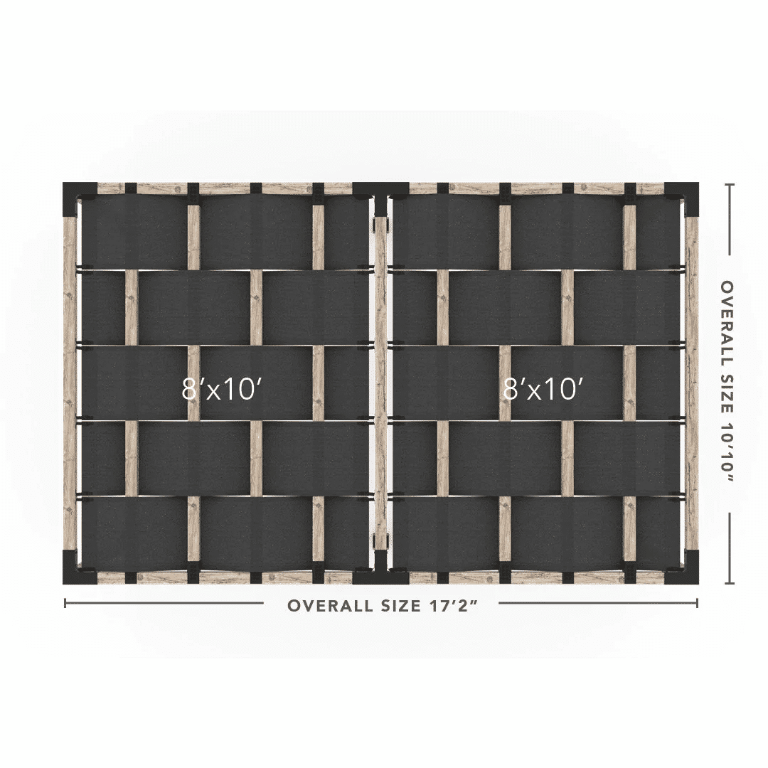 Pergola double avec voile d'ombres a vagues Graphite - Kit 4 po TojaGrid - PurPatio.ca