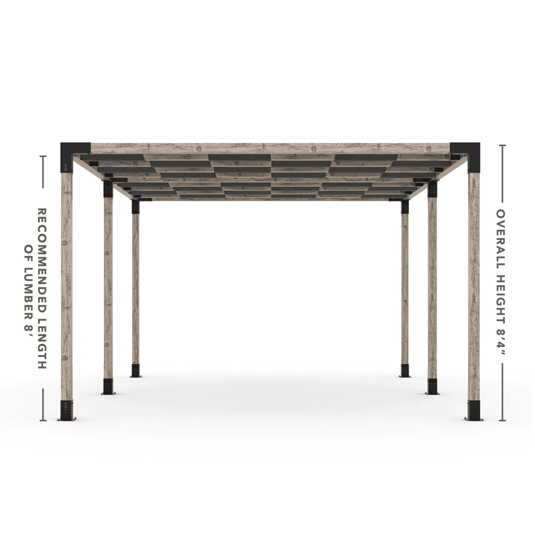 Pergola double avec voile d'ombres a vagues Graphite - Kit 4 po TojaGrid - PurPatio.ca