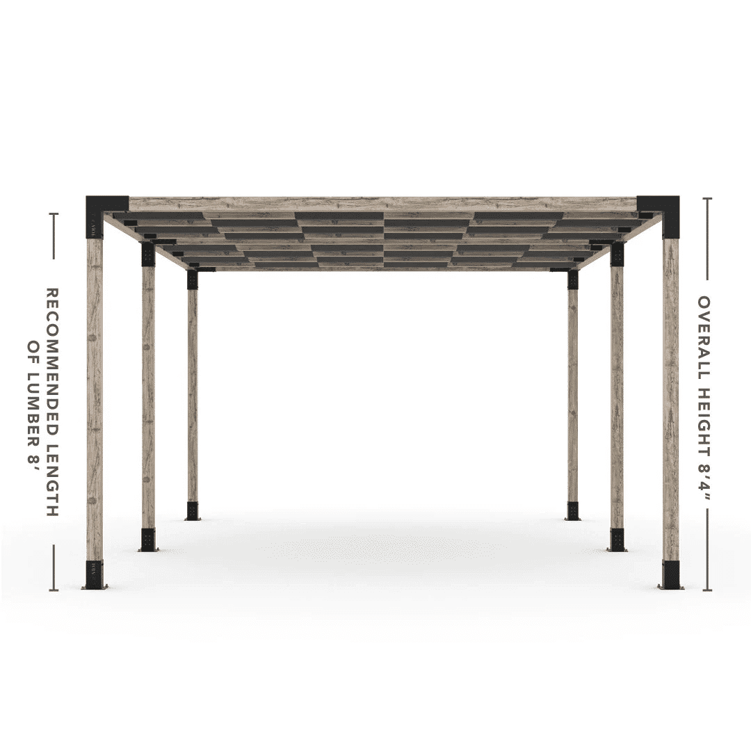 Pergola double avec voile d'ombres a vagues Graphite - Kit 4 po TojaGrid - PurPatio.ca