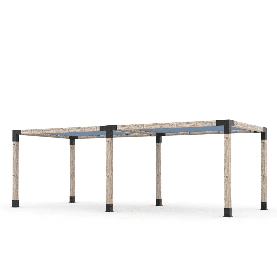 Pergola double avec voiles Denim - Kit 6" TojaGrid - PurPatio.ca