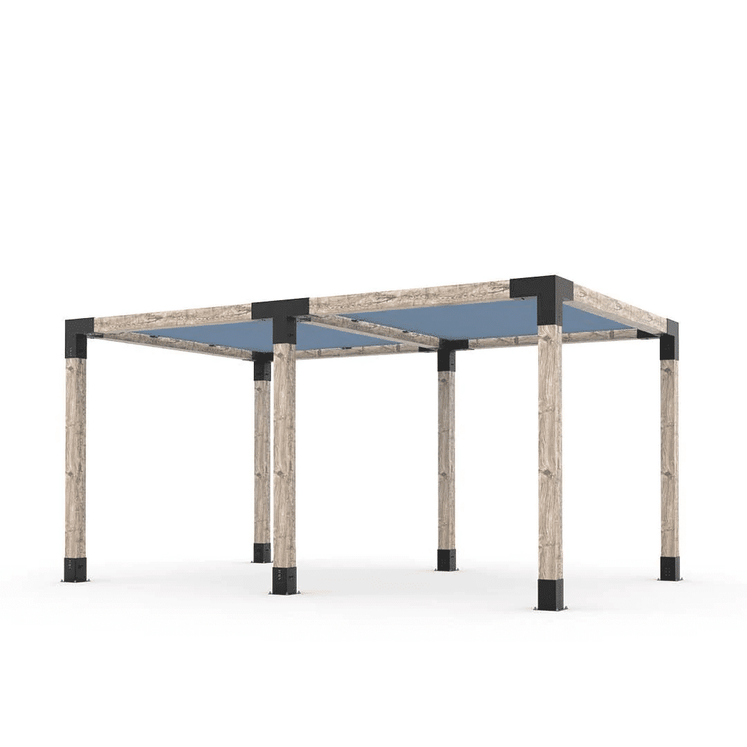 Pergola double avec voiles Denim - Kit 6" TojaGrid - PurPatio.ca