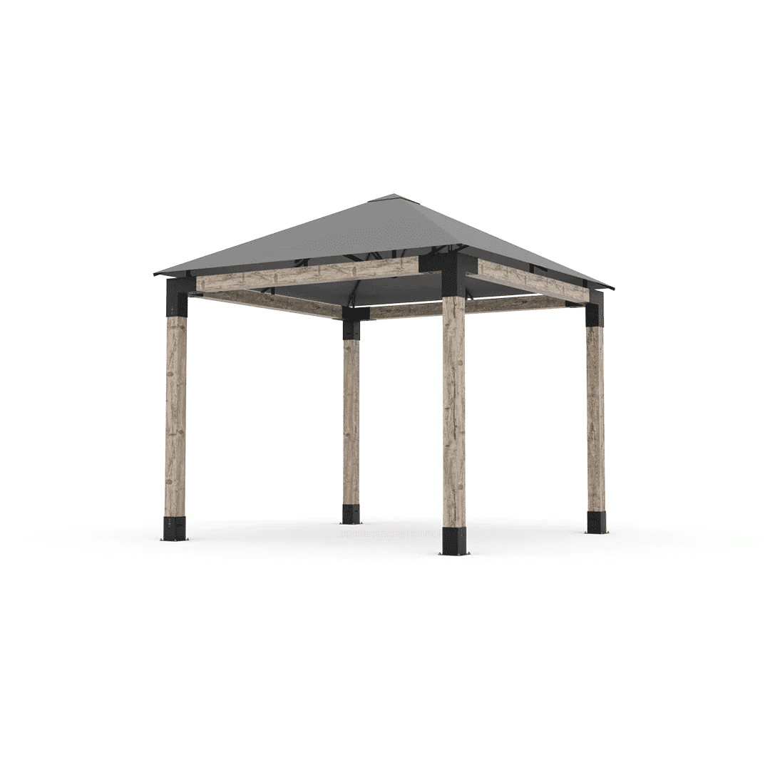 Pergola en bois brut avec toit parapluie hydrofuge - Kit 6 po TojaGrid - PurPatio.ca