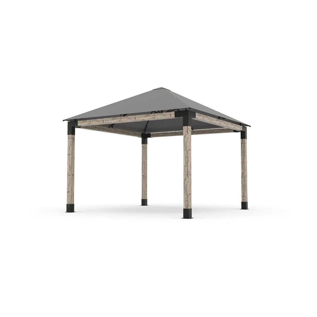 Pergola en bois brut avec toit parapluie hydrofuge - Kit 6 po TojaGrid - PurPatio.ca